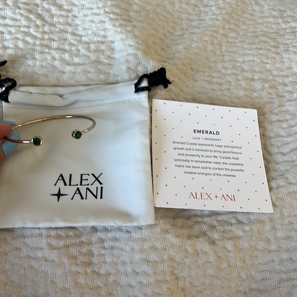 Alex and Ani Emerald Flex Cuff Bracelet Brass Shiny Gold Finish Nickel Free - Picture 4 of 4